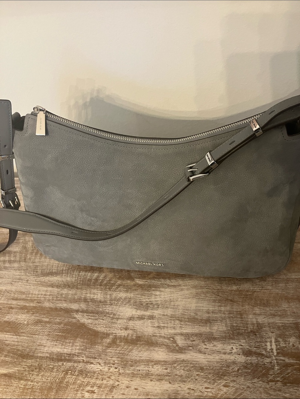 Michael Kors Gray Suede Convertible Shoulder Bag